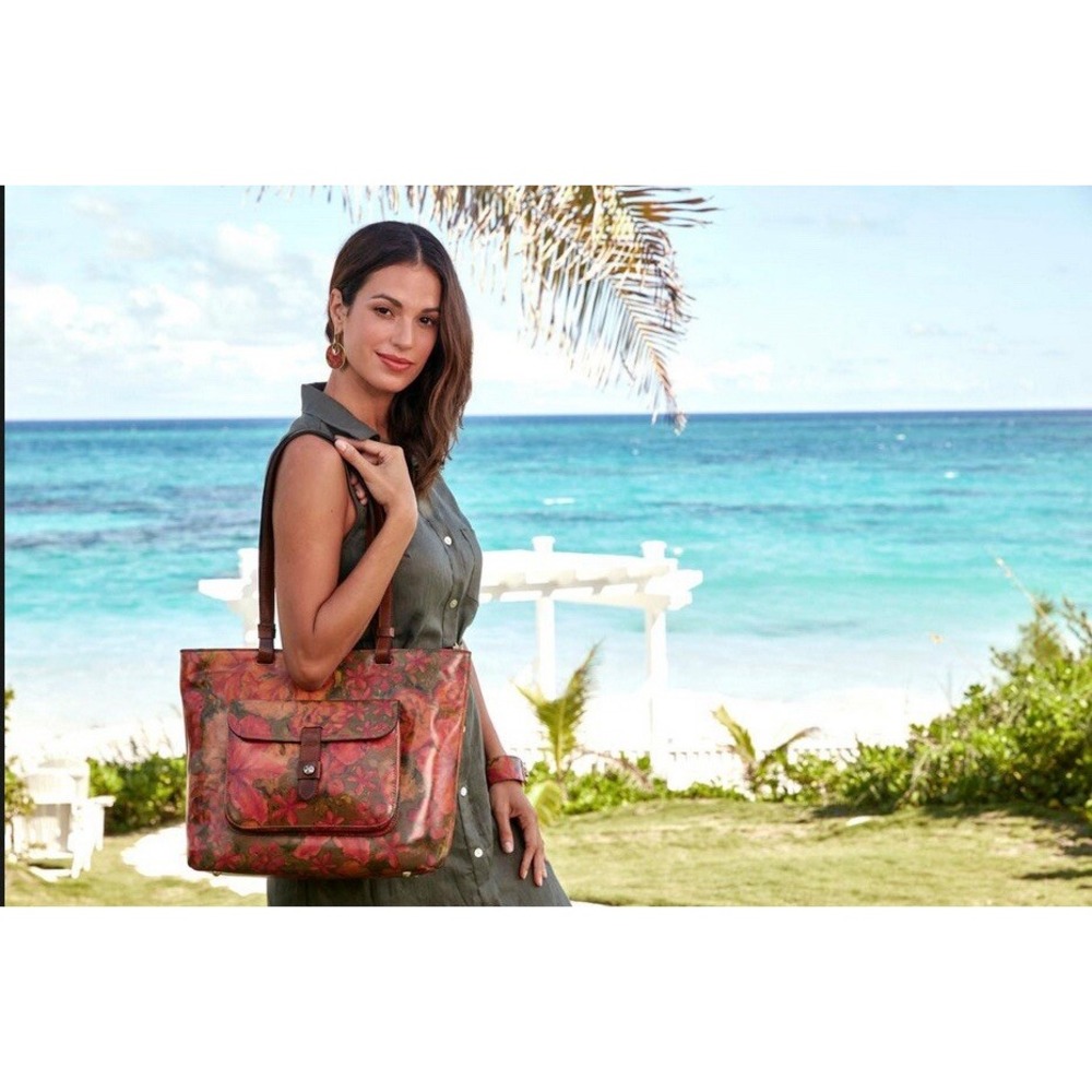 Patricia Nash Madison Leather Tote Large Shoulder Bag Floral Oil Painting